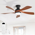 Sofucor 42 Inch Low Profile Ceiling Fan with Light, Flush Mount Outdoor Ceiling Fan with Remote for Farmhouse Bedroom Living Room Patio, Dimmable LED High Airflow Quiet Reversible DC Motor