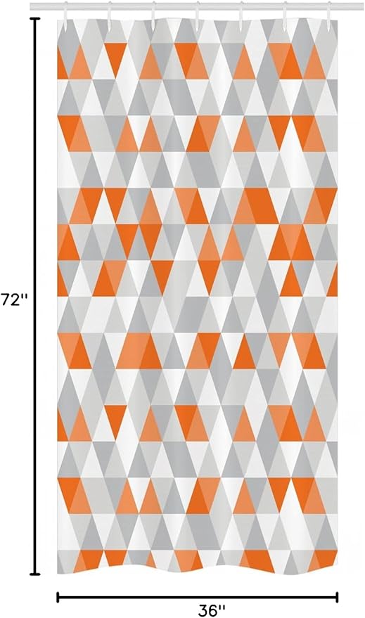 Ambesonne Geometric Stall Shower Curtain, Triangles Argyle Like Polygonal Pattern Modern Look Zigzag Ornament, Fabric Bathroom Decor Set with Hooks, 36" W x 72" L, Orange Salmon