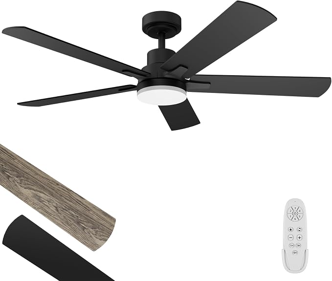 Ceiling Fan With Light 52-Inch, Remote Control Reversible DC Motors, 3CCT Dimmable Timer Noiseless, Nickel Ceiling Fan for Bedroom Living Room, Indoor&Outdoor ETL Listed