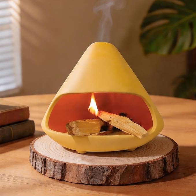 MOUGIGI Palo Santo Holder Incense Burner-Unique Zongzi-Shaped Clay Smudge Bowl for Sage,Copal,and Stick Incense-Mini Chiminea Meditation Tool for Zen Decor for Energy, Yoga, Meditation & Aromatherapy