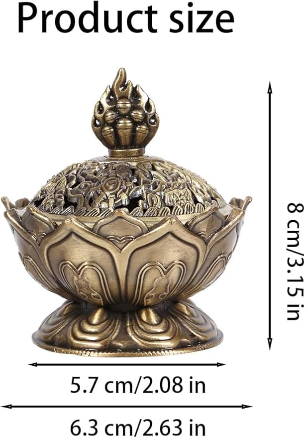 1 Pc Bronze Color Classic Lotus Incense Burner,Mini Lotus Cone Incenses Holder,Incense Burner Holder,Mini Vintage Lotus Flower Shaped Incense Holder,for Stick and Cone Incense