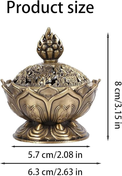 1 Pc Bronze Color Classic Lotus Incense Burner,Mini Lotus Cone Incenses Holder,Incense Burner Holder,Mini Vintage Lotus Flower Shaped Incense Holder,for Stick and Cone Incense