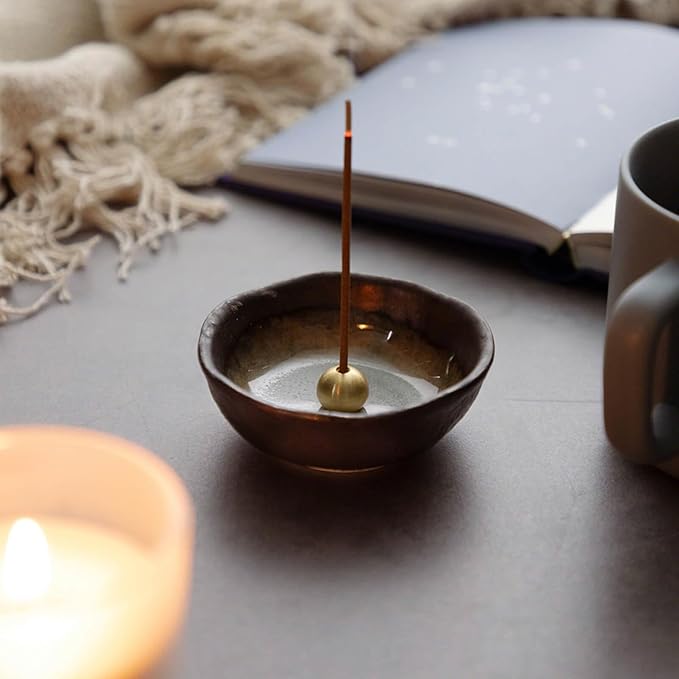 Asayu Japan Brass Incense Holder - Small Drop-Shaped Incense Stand for Ash Catcher or Tray