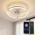 Bladeless Ceiling Fan with Light, 20 Inch Low Profile Flush Mount Fan White | Modern Small Ceiling Fan with Dimmable Light, 6 Speeds, Reversible Airflow, App and Remote Control for Dedroom Liveroom