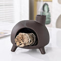 Handmade Ceramic Palo Santo Holder Burner - Mini Chimenea Incense Dish for Palo Santo and Sticks .Sage Holder for for Aromatherapy, Yoga, Meditation Gift and Home Decor (Black)