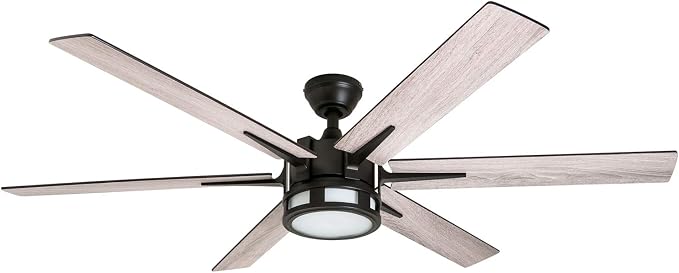 Honeywell Ceiling Fans Kaliza Modern 56 Inch Ceiling Fan with Light, Remote Control Fan, LED Indoor Fan with 6 Blades, Gray Oak and Light Oak Blade Finish Options, Bronze (51036-01)