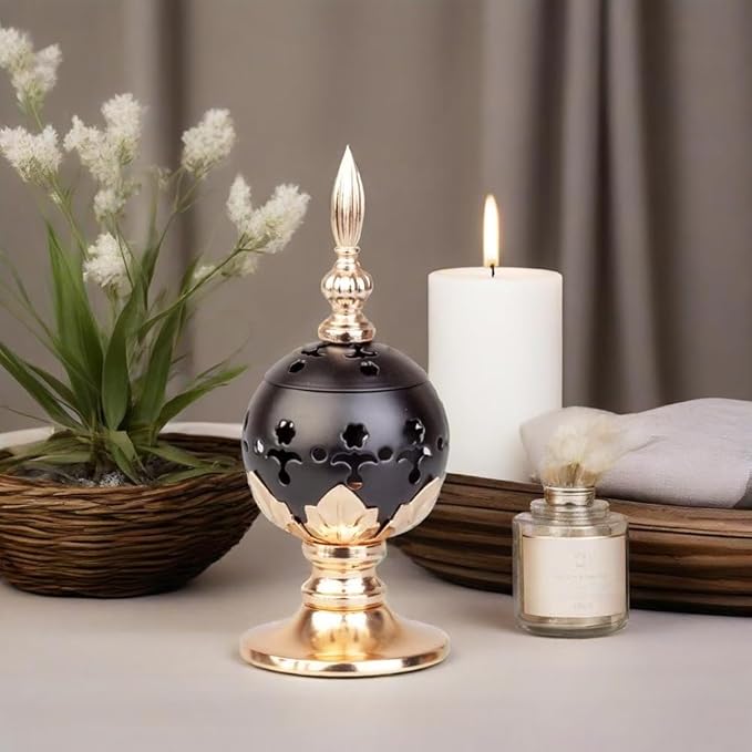 Set of 2 Incense Burner Frankincense Charcoal Incense Stand Metal Vintage Aroma Lamp Incense Holder Iron Home Scented Tabletop Christian Church Censer Decorative