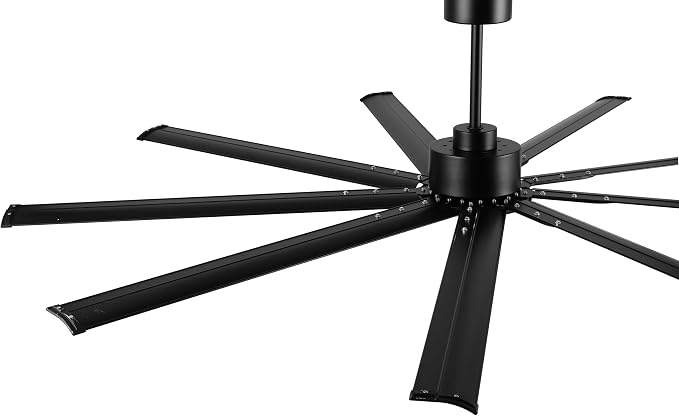WINGBO Black Industrial Ceiling Fan No Light 84", 9 Aluminum Blades, 6 Speed Remote Control, Reversible DC Motor, for Home and Commercial Use, Living Room/Shop/Warehouse