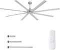 ZMISHIBO 96 Inch Industrial DC Motor Ceiling Fan, Large Ceiling Fan with 8 Reversible Blades, 3 Downrods, 6-Speed Remote Control, Home or Commercial Ceiling Fans for Porch/Garage/Shop, Nickel