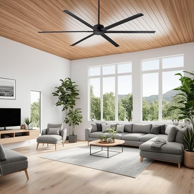 120-Inch Industrial Ceiling Fan – Powerful DC Motor & Heavy-Duty Steel Blades – Ultra-Quiet, Energy-Efficient Cooling for Warehouses, Gyms & Large Commercial Spaces – Covers 3,000+ Sq Ft