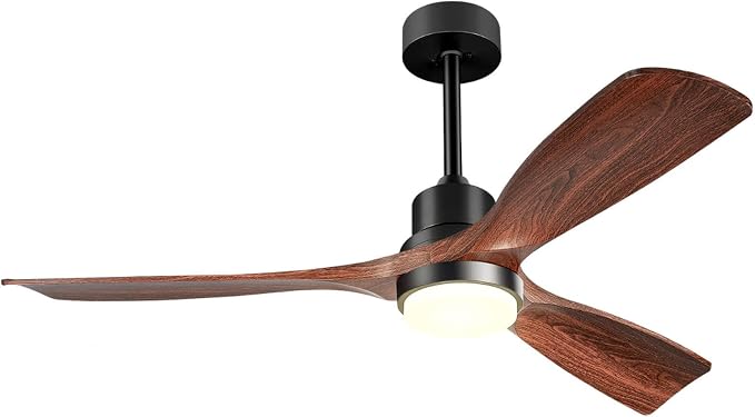 60 Inch Ceiling Fans with Lights, Outdoor Ceiling Fan for Patios with Light and Remote, 3 Downrods, ETL Listed, 3 Blades Solid Wood Ceiling Fan Reversible Quiet Dc Motor For Indoor Bedroom,60in,Walnut