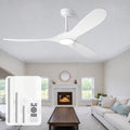 heimo 72 Inch White Ceiling Fan with Light and Remote, Wood Outdoor Ceiling Fans with Lights Dimmable for Bedroom Living Room Patios Proch Office Rustic Extra Large High Cfm Exterior Fan