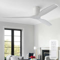 Sofucor 52" Solid Wood Ceiling Fan No Light, Low Profile Flush Mount Ceiling Fan with Remote, Outdoor Modern Ceiling Fan 6-Speed Timing Reversible DC Motor Noiseless for Living Room Bedroom Patio