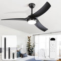 Sofucor 52 Inch Ceiling Fan with Light, Outdoor Black Ceiling Fan with Lights Remote Control Airflow 6000CFM 3 CCT Dimmable 3-Timer ABS 3 Blades Reversible DC Motor for Living Room Bedroom Patio