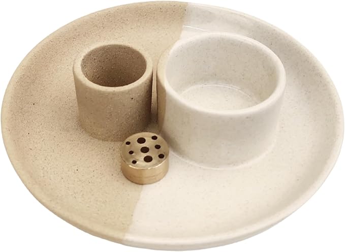 Sage Holder, White Sage Burner, Smudge Bowl, Palo Santo Holder, Incense Holder, Incense Holder Bundle, Sage Holder for Sage Bundle and Palo Santo (Sage Not Included) (White-Speckled)