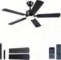 FUMLTP 46 inch Modern Ceiling Fans with Lights APP/Remote Control, Low Profile Reversible 6 Speeds Ceiling Fan Light for Indoor/Outdoor Patio Bedroom Living Room,Black