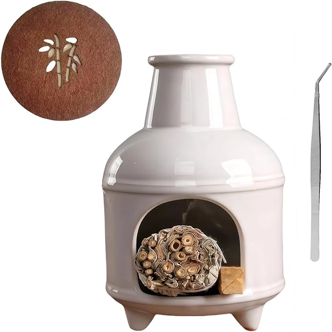Handmade Ceramic Palo Santo Holder – Suitable for Burning Sage & Palo Santo - Mini Chimenea-Style Burner, an Incense Burner for Spiritual Meditation, Yoga or Home Decoration