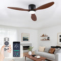 Low-Profile Ceiling Fan with Light - 42 Inch Flush Mount Modern Ceiling Fans with Remote Control/App, Dimmable 3CCT, 35W DC Motor, for Indoor Bedroom Living Room