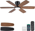 Kviflon 46" Rustic Ceiling Fans with Lights, Low Profile Flush Mount Ceiling Fan with Remote/APP Control, 6 Reversible Double-sided Blades, 3 CCT Dimmable LED Lights for Living Room Farmhouse, Brown