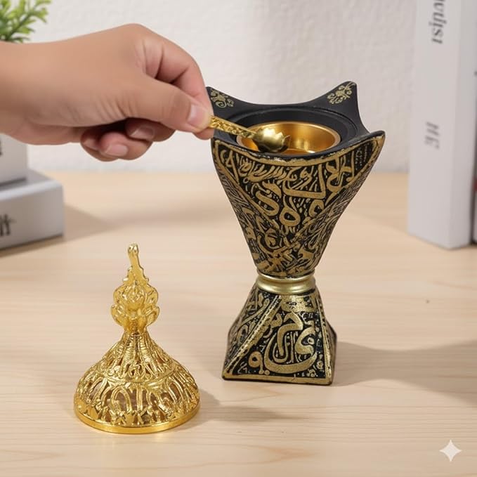 Bakhoor Burner, Charcoal Incense Burner, Frankincense Resin Incense Burner, Incense Burner for Yoga, Spa Aromatherapy，Office & Home Decor Gifts (Black-style2)