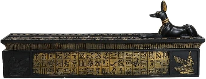 Ebros Gift Egyptian God of The Dead Anubis Jackal Dog Incense Burner and Storage Box Holder Sculpture Home Fragrance Accessory Egypt God of Afterlife and Mummification Usher of The Dead Figurine