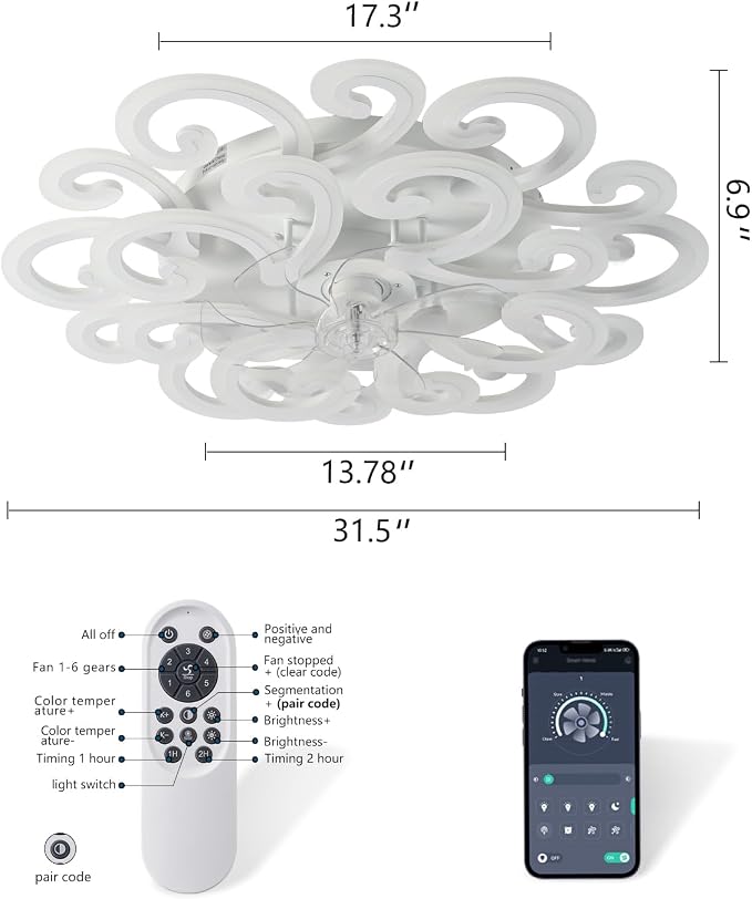 Modern LED Ceiling Light with Elegant Swirl Design, Energy-Efficient White Ceiling Lamp, Stylish Light Fixture for Living Room, Bedroom, or Office