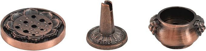 Incense Burner, 3Pcs Red Copper Cone Holder Bowl-Shape Incense Burner for Joss Stick, Tower Incense, Incense Coil (3 Styles)