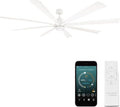Modern Forms Size Matters Indoor and Outdoor 8-Blade 84in Smart Ceiling Fan in Matte White with 2700K-3000K-4000K-5000K Selectable LED Light Kit and Remote Control with Alexa and iOS or Android App