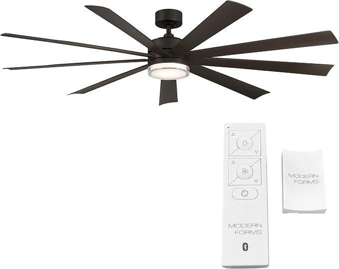 Wynd XL Smart Indoor and Outdoor 9-Blade Ceiling Fan 72in Bronze with 3500K LED Light Kit and Remote Control worksworks with Alexa and iOS or Android App