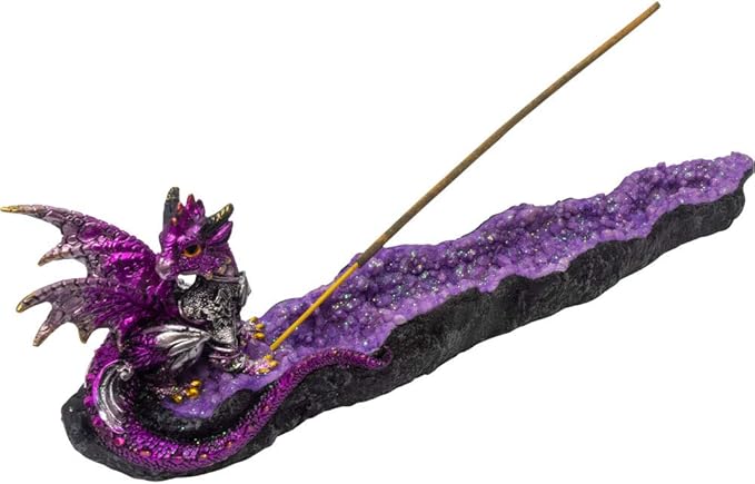 Kheops International Purple Dragon on Geode Incense Holder