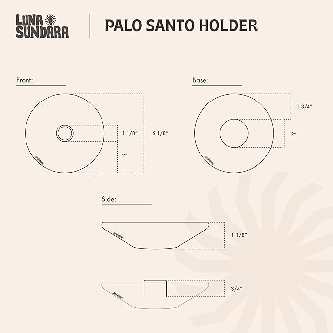 Palo Santo Holder with 5 Sticks - Luna Sundara Handmade Ceramic Incense Burner - Peach Chulucanas Pottery from Peru - Smudge Bowl for Sage - Aromatherapy Gift Set