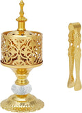 Church Incense Burner, Metal Vintage Censer Holder with Tong Charcoal for Meditation, Home and Church Scenes