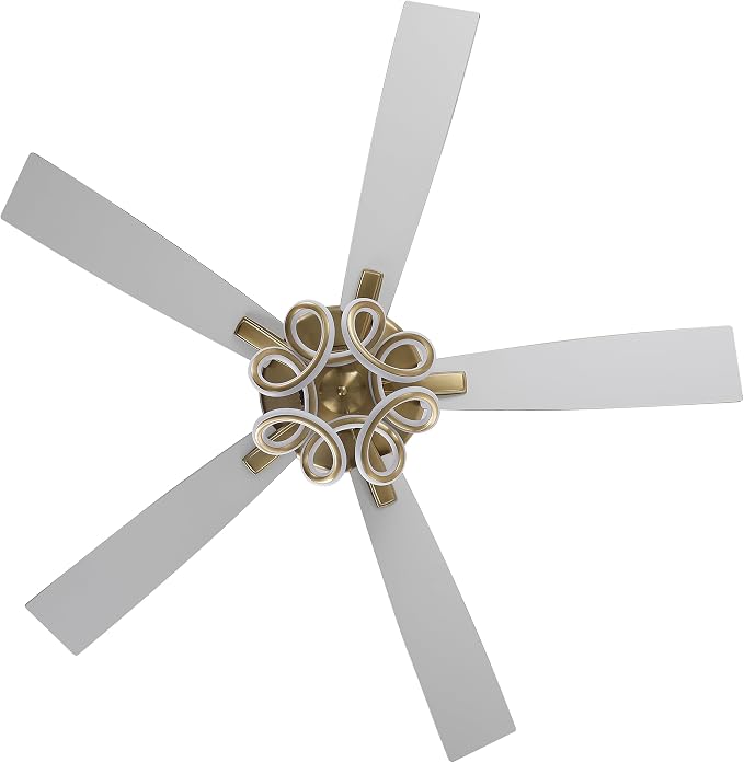 52 Inch Gold Ceiling Fans with Lights and Remote/APP, RGB Color Changing LED Lighting Ceiling Fan, Modern Indoor Luxury White and Gold Ceiling Fan for Living Room, Bedroom, 3CCT, 6 Speeds