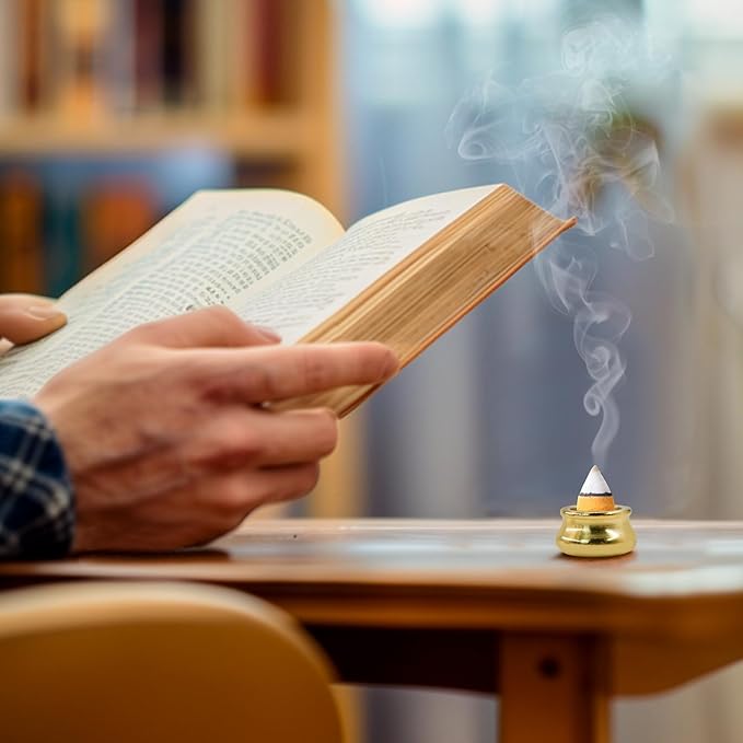 12 Pcs Brass Incense Burner Holder, Mini Copper Incense Stick Holder Gold Cone Incense Holder for Yoga Meditation Indoor Outdoor Home Decor