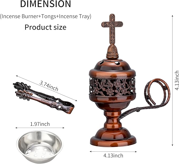 Decorative Palm Tree Incense Burner, Gold Metal Design (Red copper-F008)