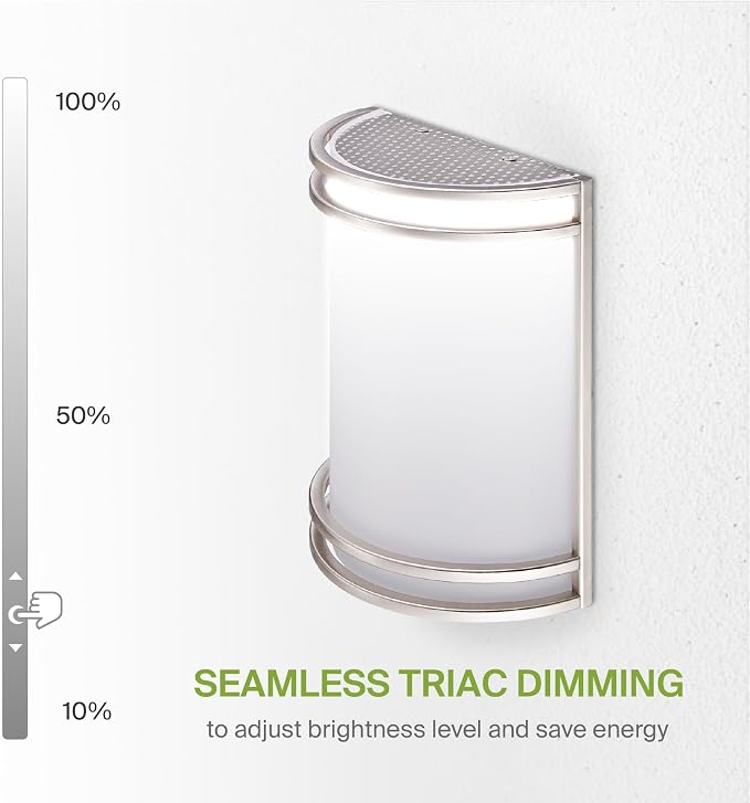 ASD Indoor LED Wall Sconce Lights - 10 Inch 15W Brushed Nickel Modern LED Wall Sconces Hardwired - ETL Dimmable 3000K 4000K 5000K Adjustable Sconce Light Fixture for Bedroom, Hallway