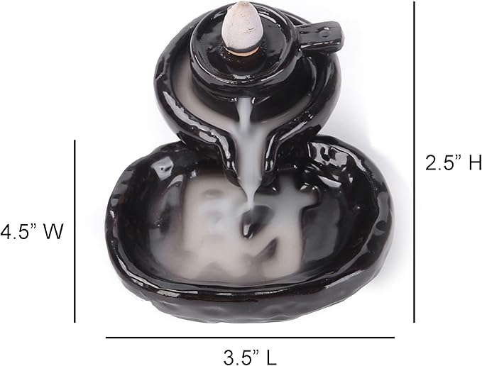 SOUL STICKS Backflow Incense Holder Burner Waterfall Fountain for Home, Office, Yoga, Room Decor & Aromatherapy with 1 Pack of 10 Backflow Fragrance Cones Included (Teapot)