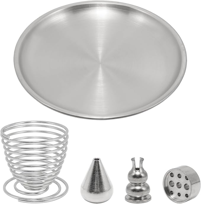 5 in 1 Incense Burner, 5.51 Inch Incense Holder Set for Incense Sticks, Coil Incense and Incense Cones, Multi-Functional, Brass Ash Catcher, Gourd-Shaped Tray（Silver）