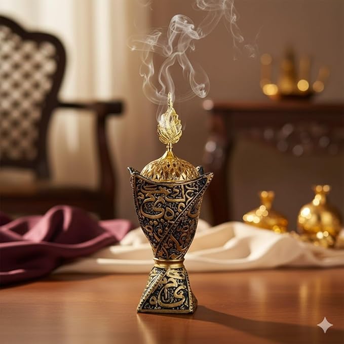 Bakhoor Burner, Charcoal Incense Burner, Frankincense Resin Incense Burner, Incense Burner for Yoga, Spa Aromatherapy，Office & Home Decor Gifts (Black-style2)