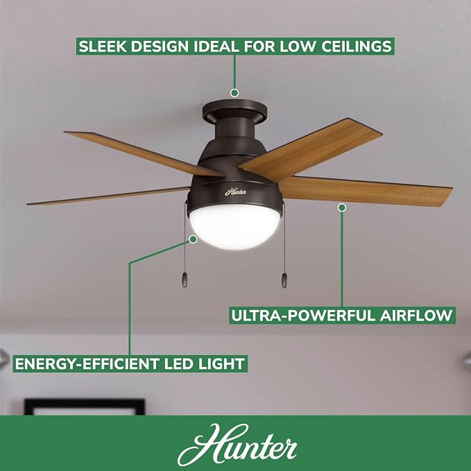 Hunter Anslee, Indoor, Ceiling Fan, with LED Light, 46 inch, Premier Bronze