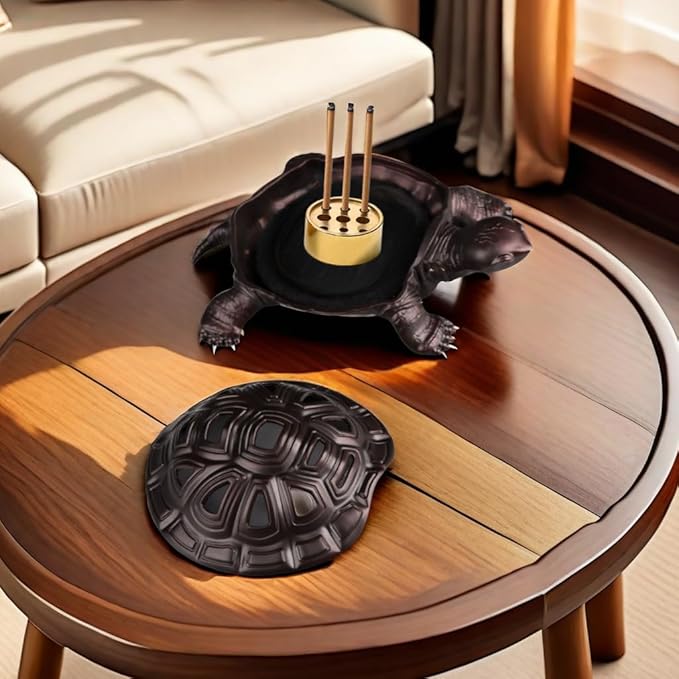 2Pcs Incense Burner, Incense Holder with Incense Stick Holder, Vintage Censer Metal Turtle Ash Catcher, use for Stick or Coil Incense Sage Cones