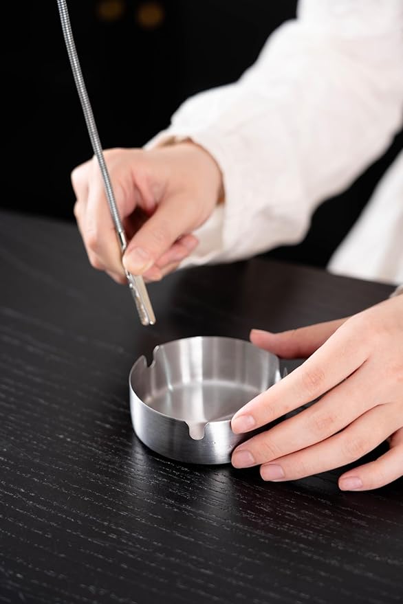 Modern Incense Holder with Flexible Metal Stand, Silver Ash Collector Base, Minimalist Design for Home Meditation and Aromatherapy.(Silver + Base)