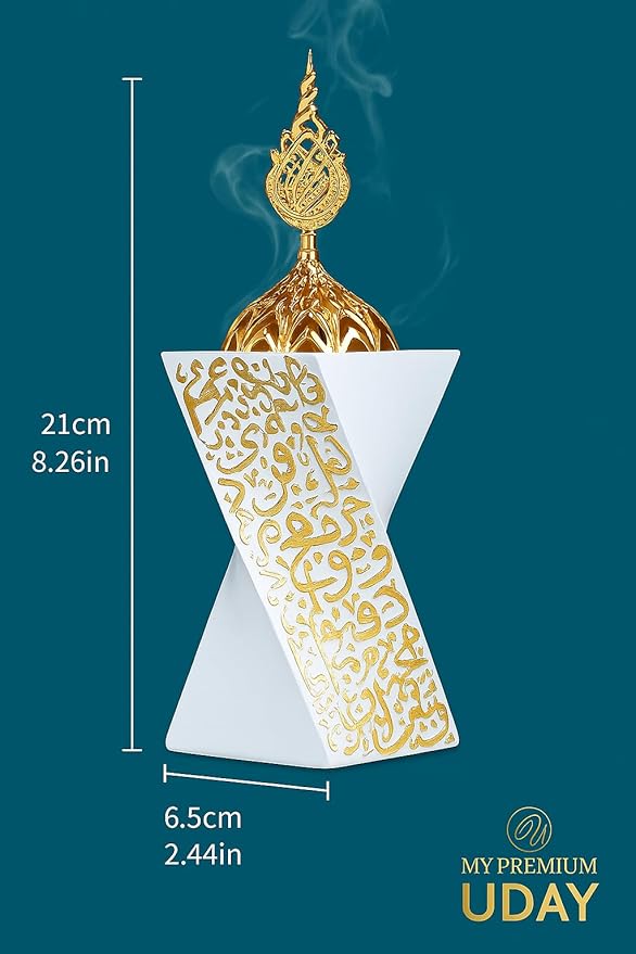 Charcoal Incense Burner, Frankincense Resin Incense Burner, Incense Burner for Yoga, Spa Aromatherapy，Office & Home Decor Gifts Bakhoor Burner (8.26 inch / 21 cm Height)