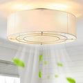 Low Profile Ceiling Fans with Lights, 20" Boho Rattan Ceiling Fan with Light Flush Mount and Remote Control, Drum Caged with 6 Speeds for Bedroom, Nursery, Living Room