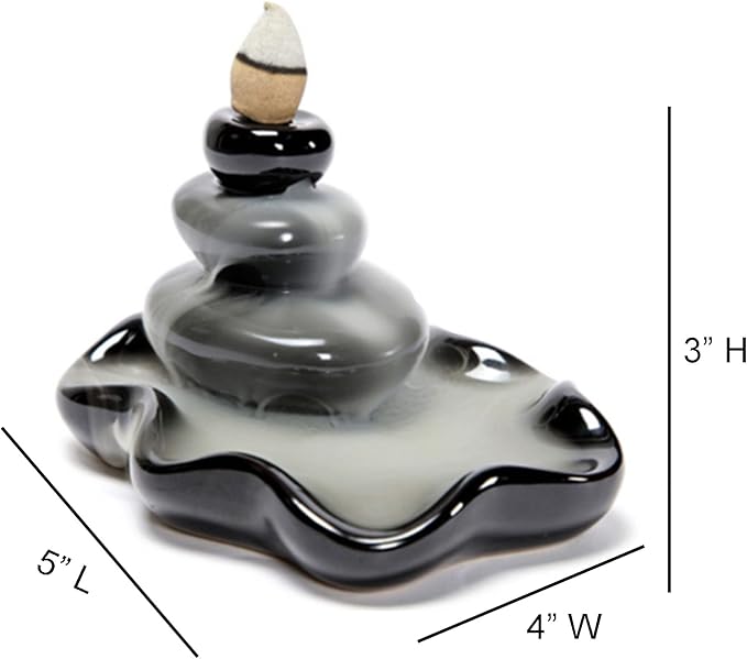 SOUL STICKS Backflow Incense Holder Burner Waterfall Fountain for Home, Office, Yoga, Room Decor & Aromatherapy with 1 Pack of 10 Backflow Fragrance Cones Included (Balance)