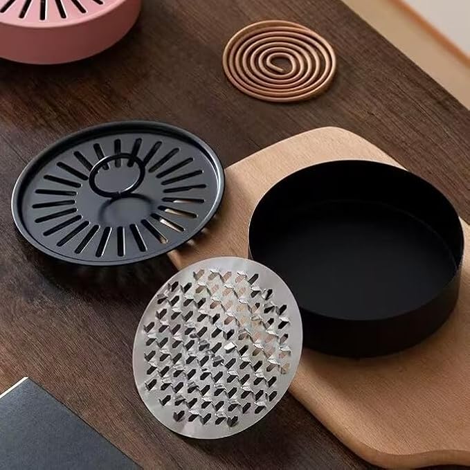 Mosquito Coil Holder with Anti-Scald Design, Stainless Steel, Pink/Black/Blue, for Home and Camping (Pink)