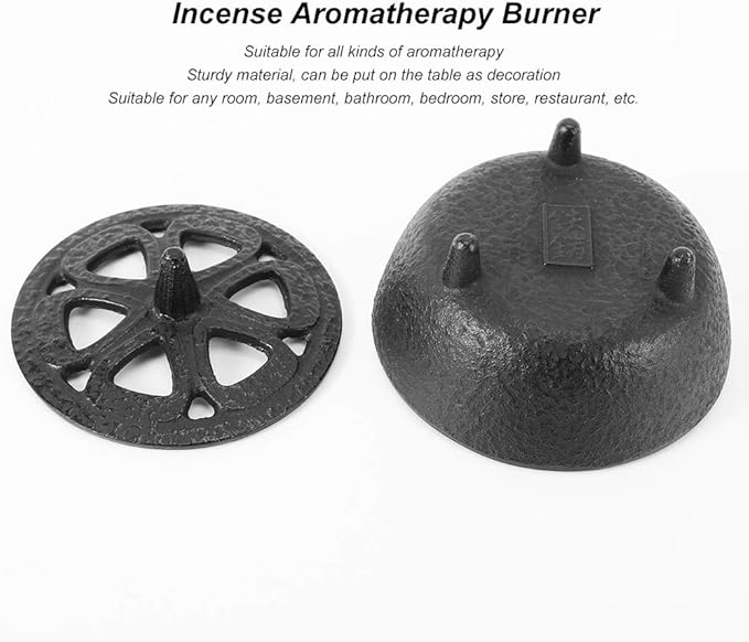 Cast Iron Incense Burner Holder, Lotus Shaped Aromatherapy Burner Incense Burners Towers Incense Burner Bowl Holder for Home Decoration Bathroom Bedroom Cone Incense or Wax Melts