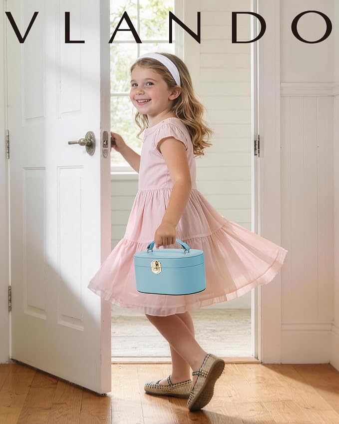 VLANDO Musical Jewelry Box for Girls - Kid Music Box with Ballerina for Birthday Bedroom Decor - Birthday Gift for Girls Ages 4 5 6 7 8-12 Year Old - Blue