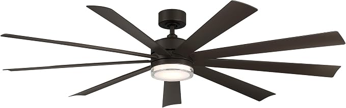 Wynd XL Smart Indoor and Outdoor 9-Blade Ceiling Fan 72in Bronze with 2700K LED Light Kit and Remote Control worksworks with Alexa and iOS or Android App