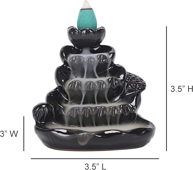 SOUL STICKS Backflow Incense Holder Burner Waterfall Fountain for Home, Office, Yoga, Room Decor & Aromatherapy with 1 Pack of 10 Backflow Fragrance Cones Included (Spring Garden)